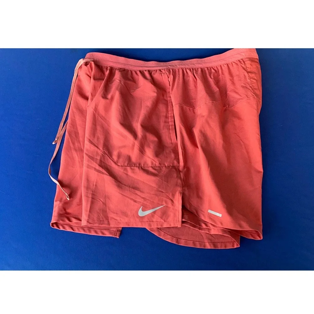 Nike Running Dri-FIT Shorts Men XXL Coral orange Athletic Training Zipper Pocket